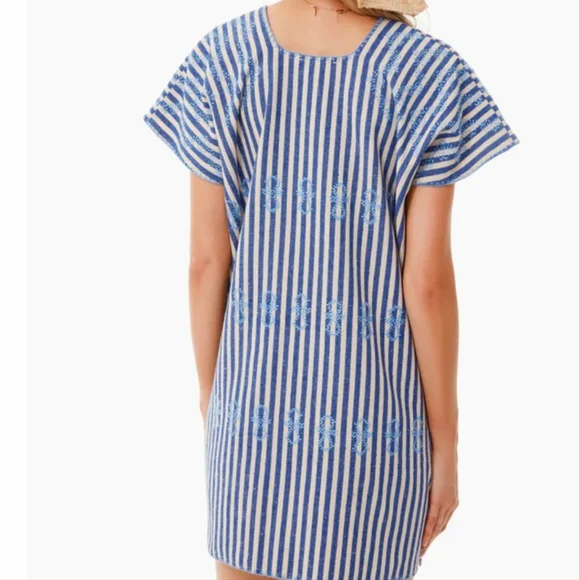 Tuckernuck Blue Striped Mini Sullivan Cover-up Dress - Picture 4 of 9